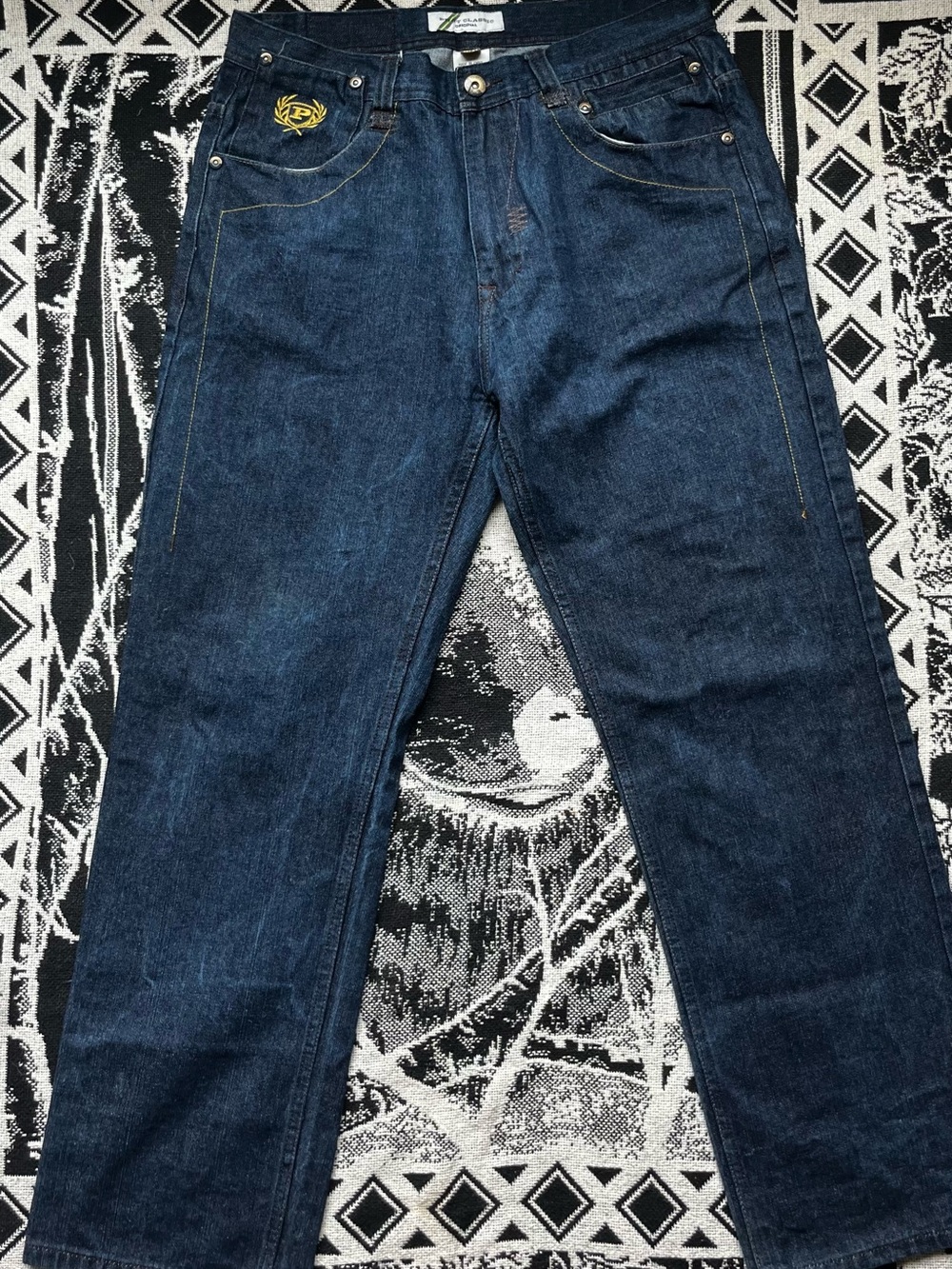 & Other Stories Dark Blue Straight Jeans with Yellow Stitching Detail